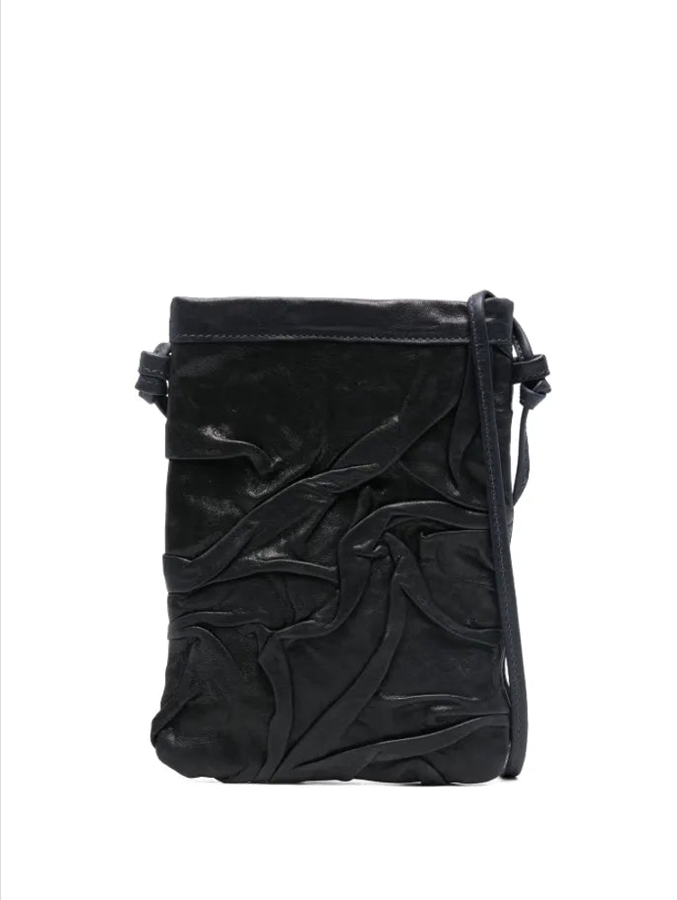 Sommet Paloma Plum ocean blue leather small crossbody phone bag with adjustable strap handmade in Italy