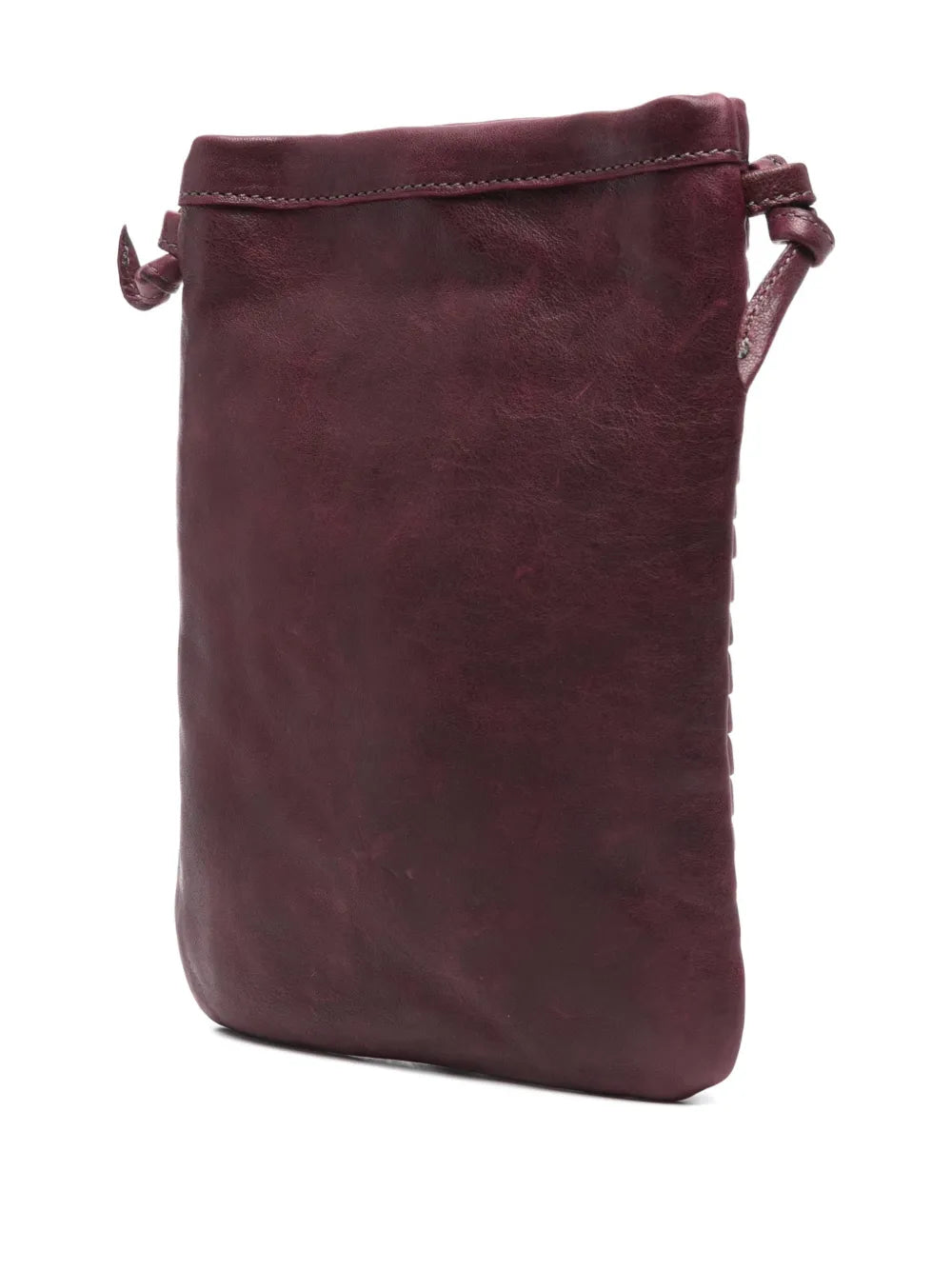 Handcrafted Sommet Paloma Rows barolo leather crossbody phone bag with clip closure