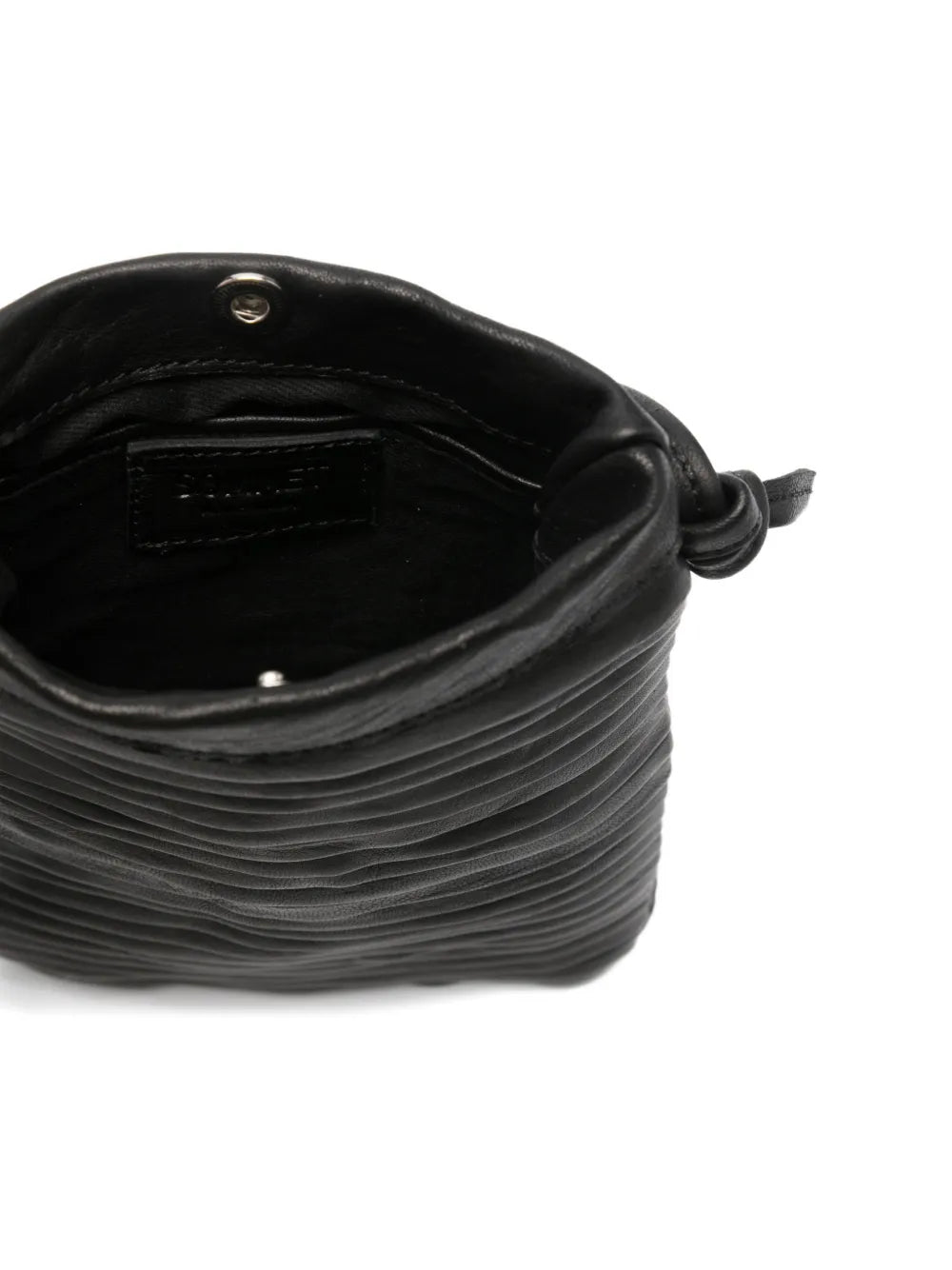 Handcrafted Sommet Paloma Rows black leather crossbody phone bag with clip closure