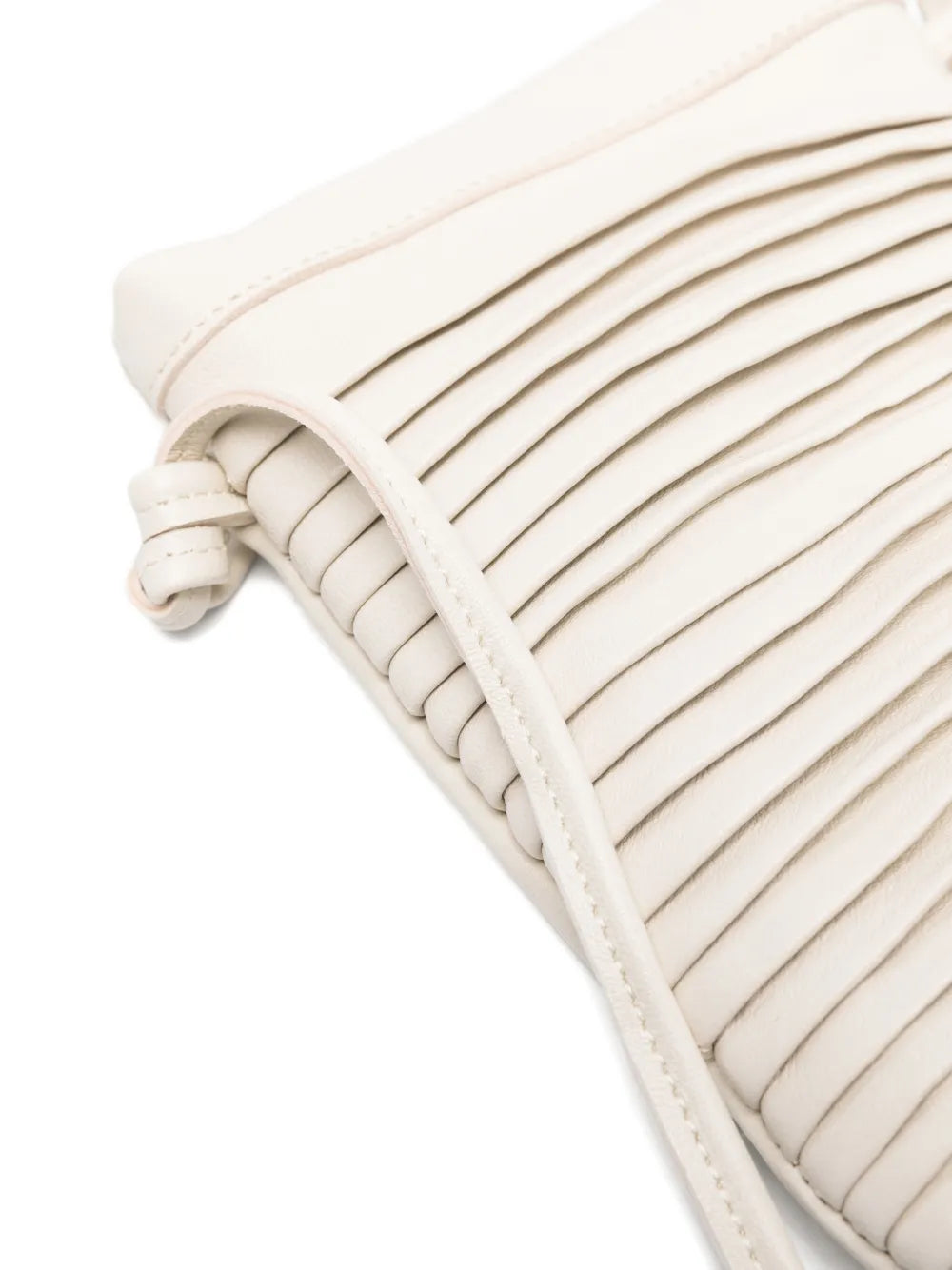 Sommet Paloma Rows ivory leather crossbody bag in vegetable tanned calfskin with handcrafted pleated texture, made in Italy.