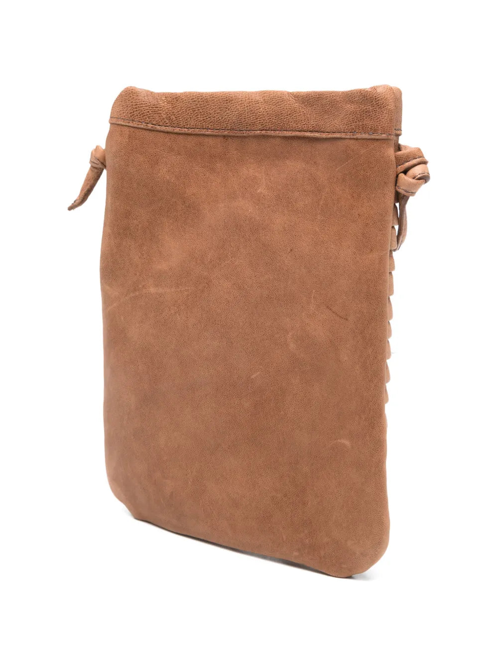 Sommet Paloma Rows crossbody bag in sand vegetable-tanned leather with handcrafted pleated texture and adjustable strap, made in Italy.