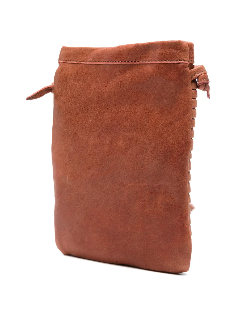 Sommet Paloma Rows crossbody bag in siena vegetable-tanned leather with handcrafted pleated texture and adjustable strap, made in Italy.