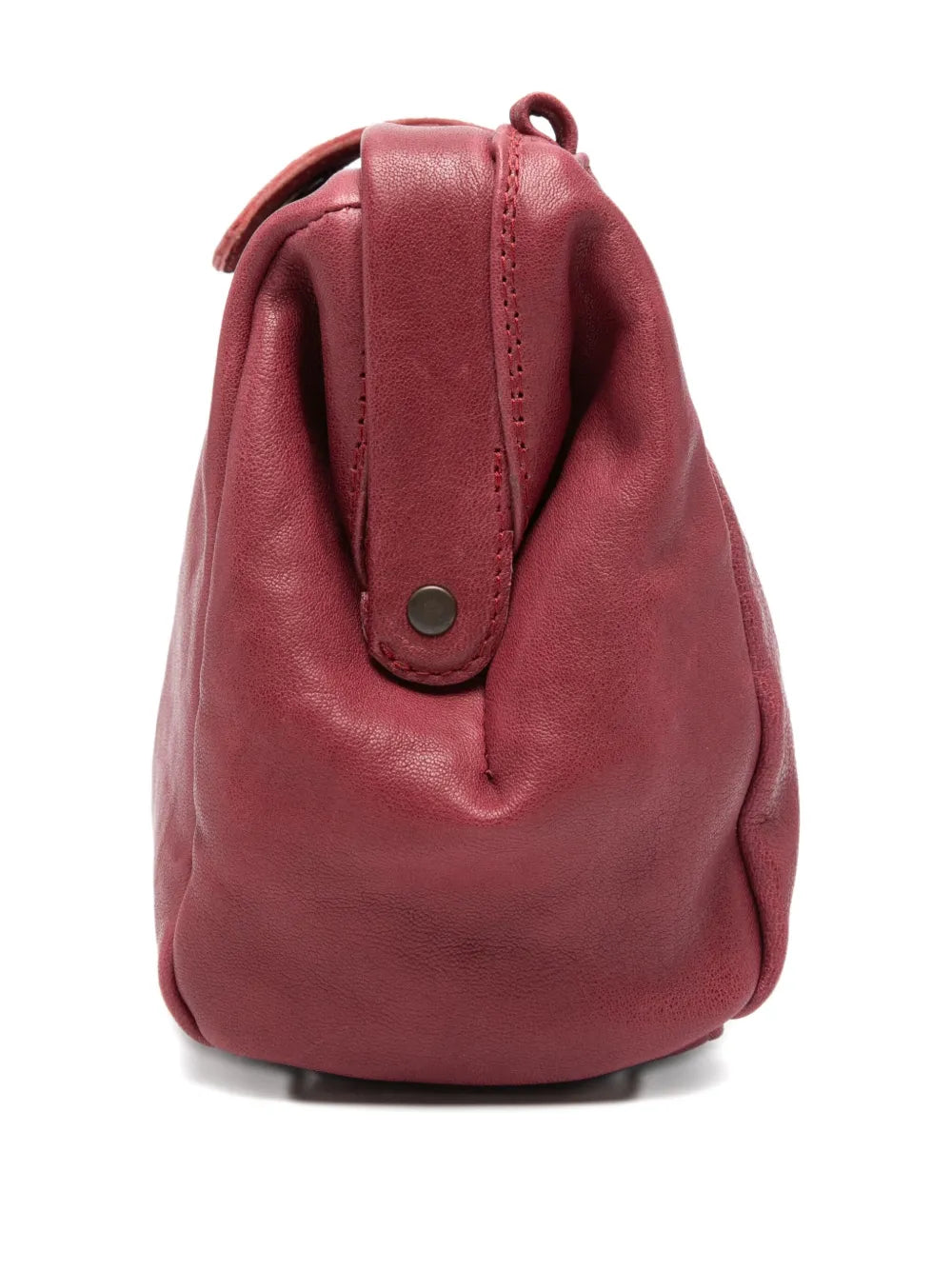 Sommet prugna lambskin clutch and crossbody bag with detachable leather strap, handmade in Italy