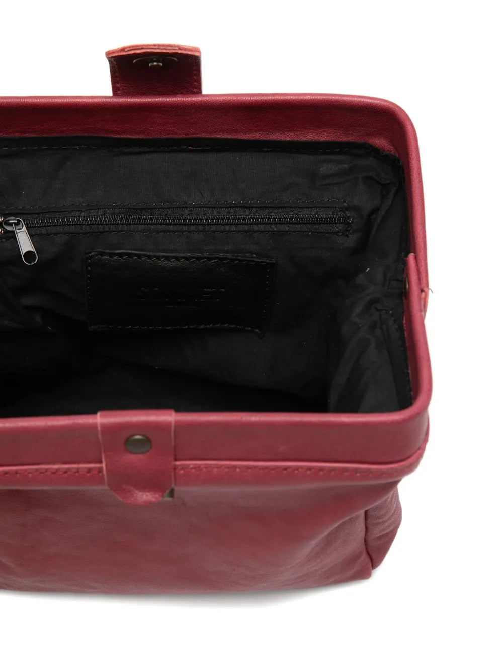 Sommet prugna lambskin clutch and crossbody bag with detachable leather strap, handmade in Italy