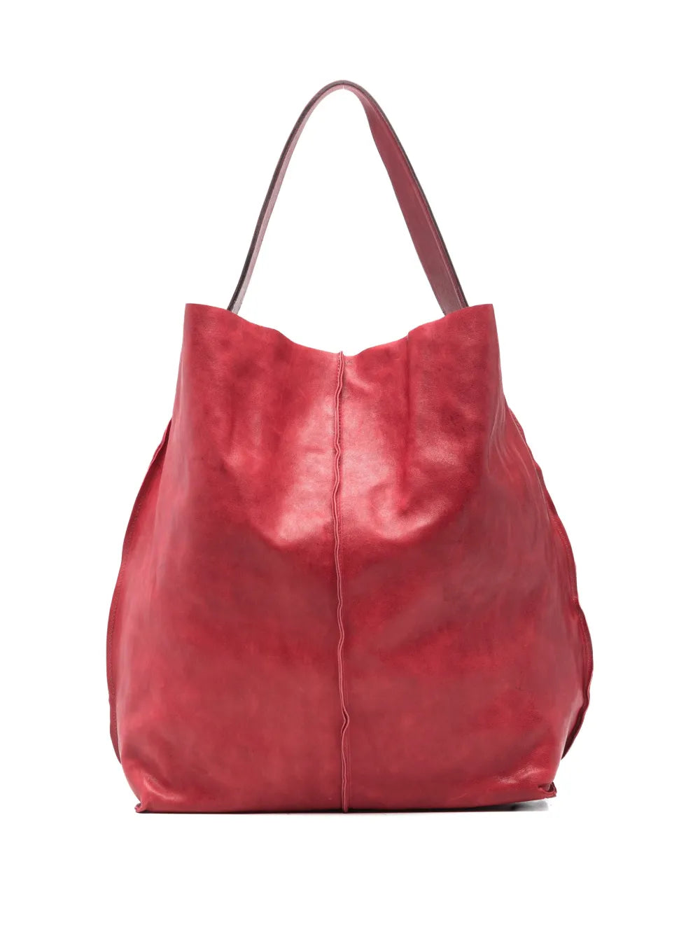 Sommet Sahara bucket bag in bougainville pink vegetable-tanned leather with removable interior pouch and artisanal waxed finish, handmade in Italy.