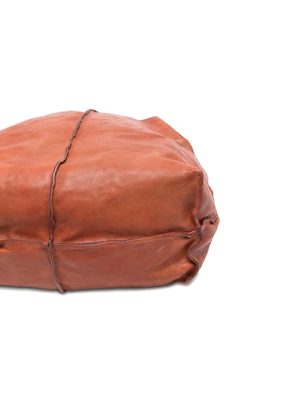 Sommet Sahara siena leather bucket bag in vegetable tanned leather with artisanal waxed finish, handcrafted in Italy.