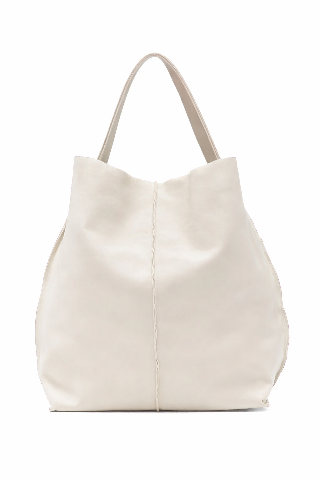 Sommet Sahara ivory leather bucket bag in vegetable tanned leather with artisanal waxed finish, handcrafted in Italy.
