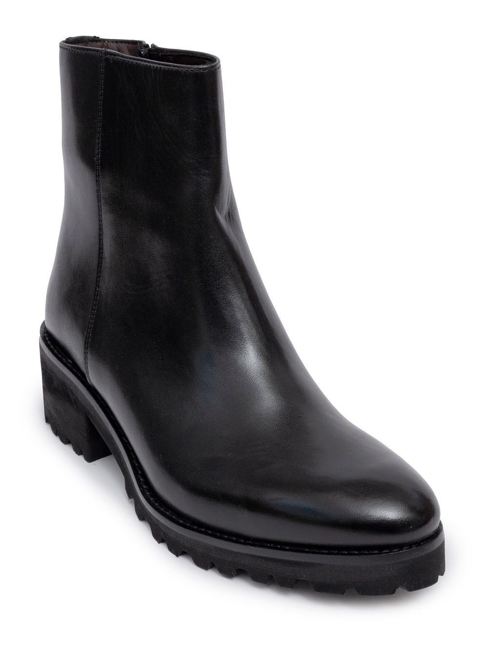 Black ankle boot non-slip rubber lug sole — handmade in Italy — SOMMET
