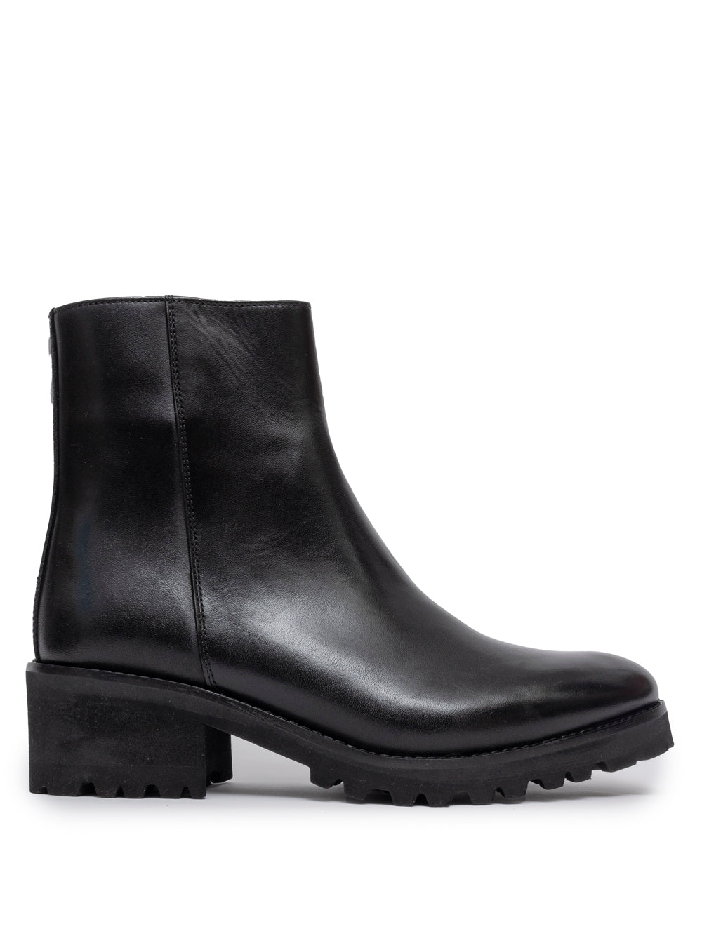 SOMMET SMMT131 black leather block heel ankle boot — handmade in Italy