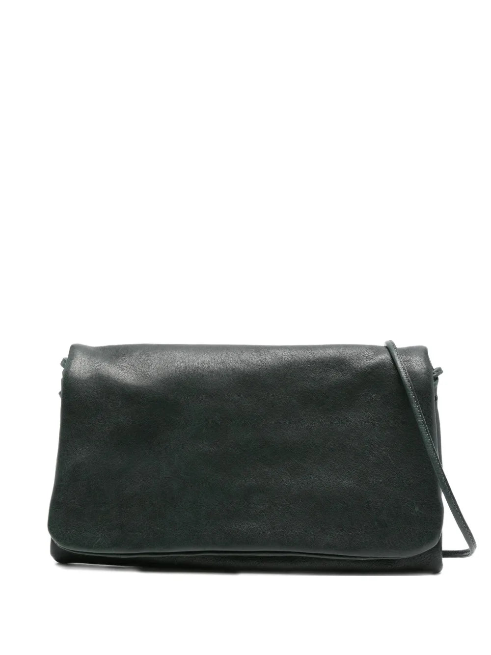 Sommet Soffieta green leather crossbody bag handmade in Italy with vegetable tanning and waxed finish