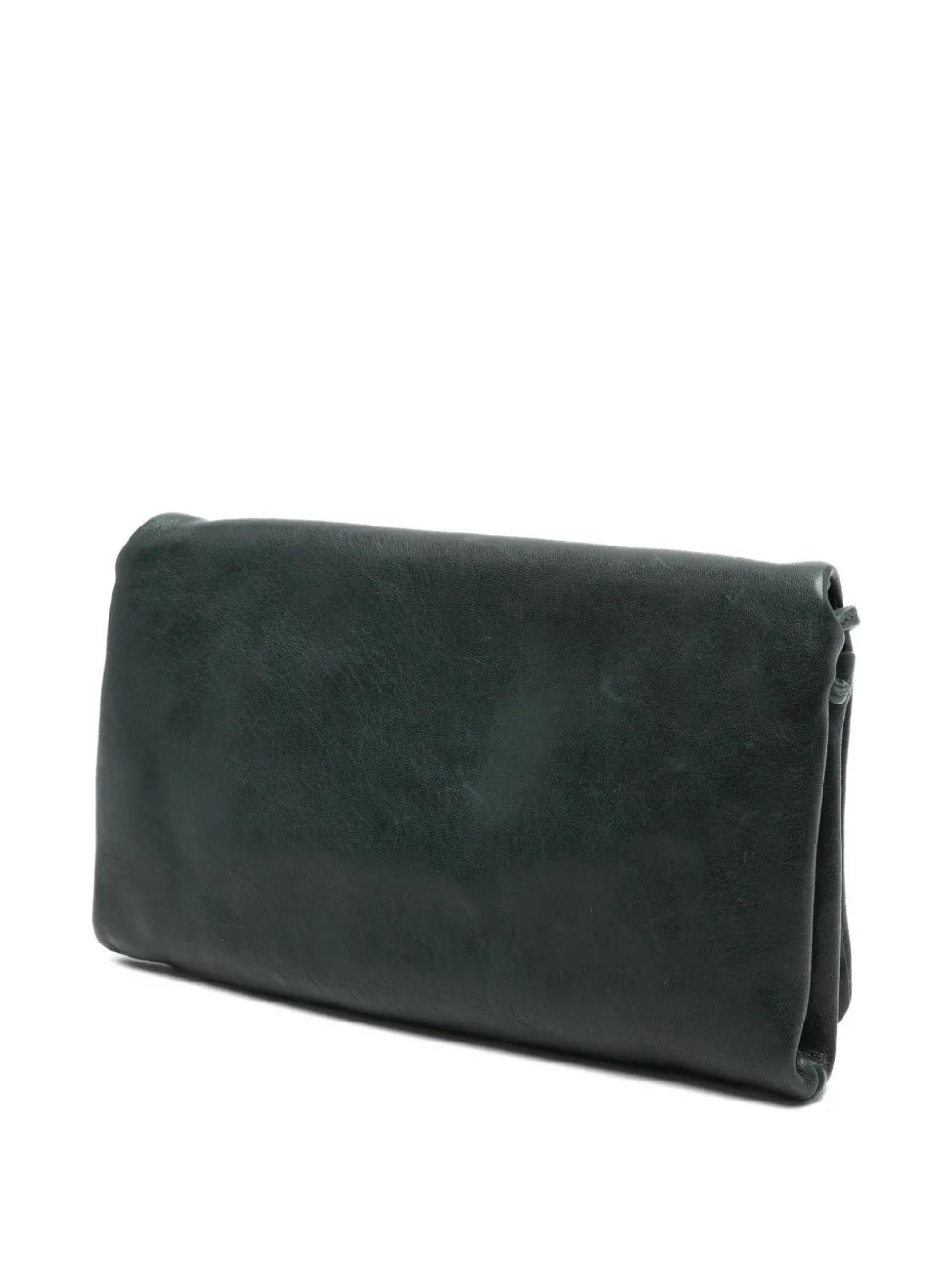 Sommet Soffieta green leather crossbody bag handmade in Italy with vegetable tanning and waxed finish