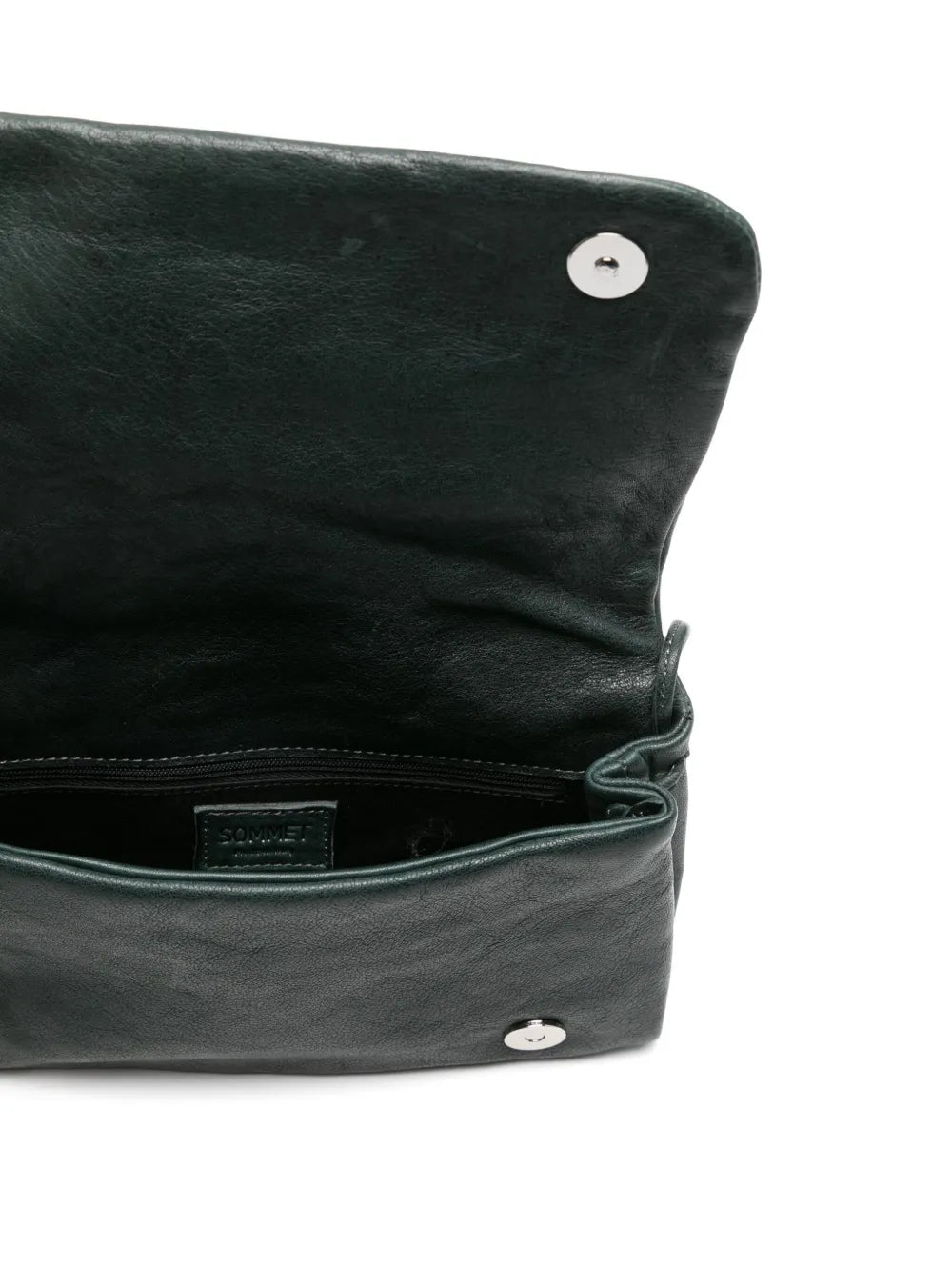 Sommet Soffieta green leather crossbody bag handmade in Italy with vegetable tanning and waxed finish