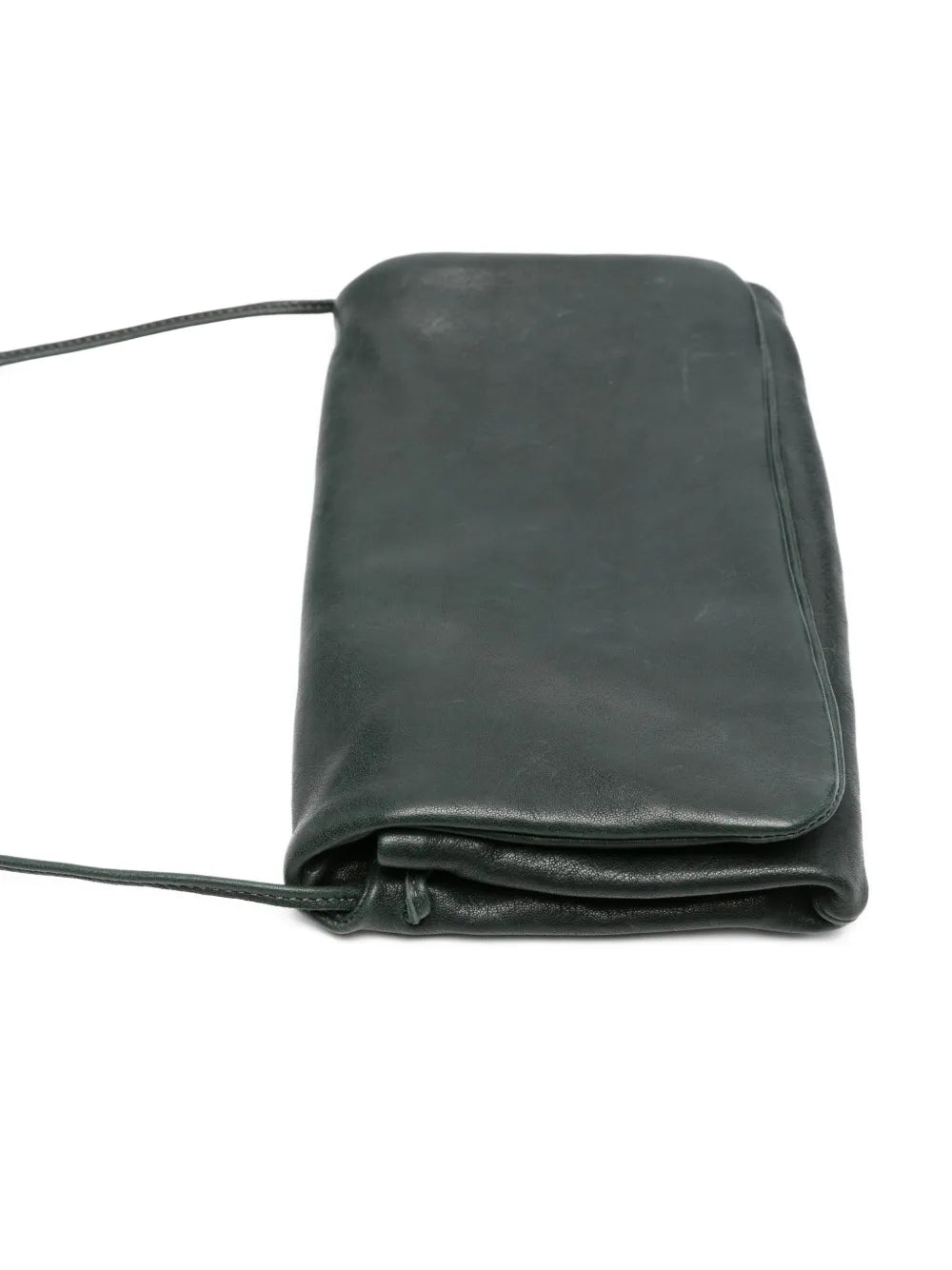 Sommet Soffieta green leather crossbody bag handmade in Italy with vegetable tanning and waxed finish
