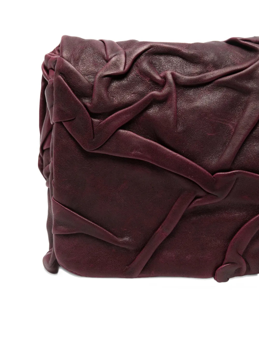 Sommet Soffieta Plum bag Barolo color with hand-molded folded vegetable-tanned leather, adjustable strap, handmade in Italy