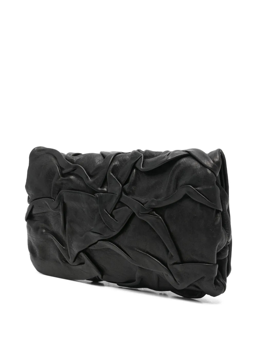 Sommet Soffieta Plum black folded vegetable-tanned leather bag with adjustable strap, handmade in Italy
