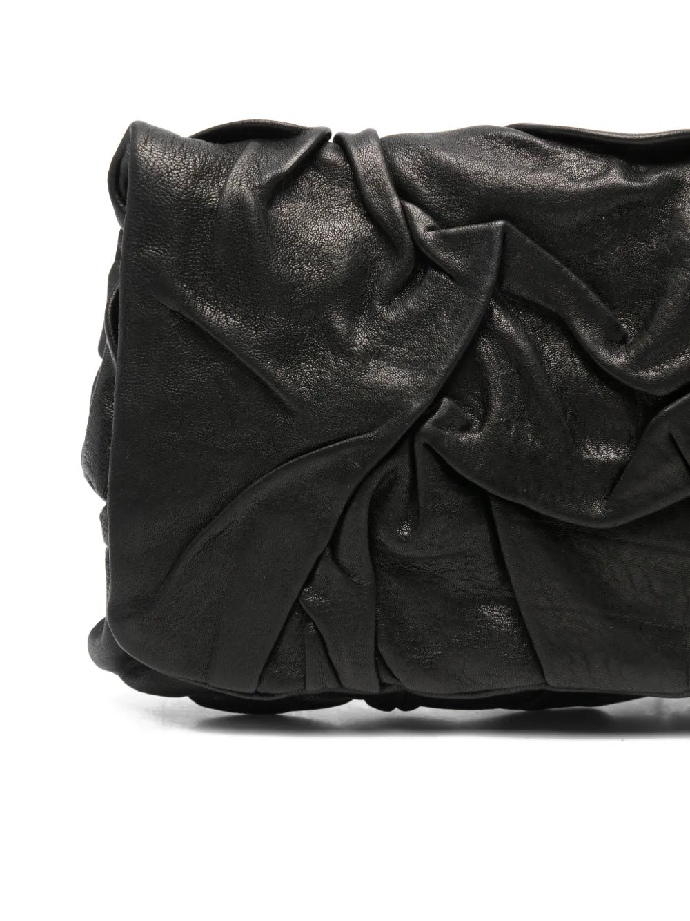 Sommet Soffieta Plum black folded vegetable-tanned leather bag with adjustable strap, handmade in Italy