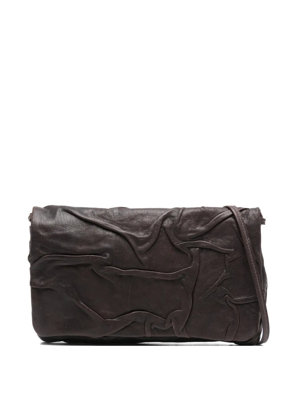Sommet Soffieta Plum coffee vegetable-tanned leather bag with hand-molded folds and adjustable strap, handmade in Italy