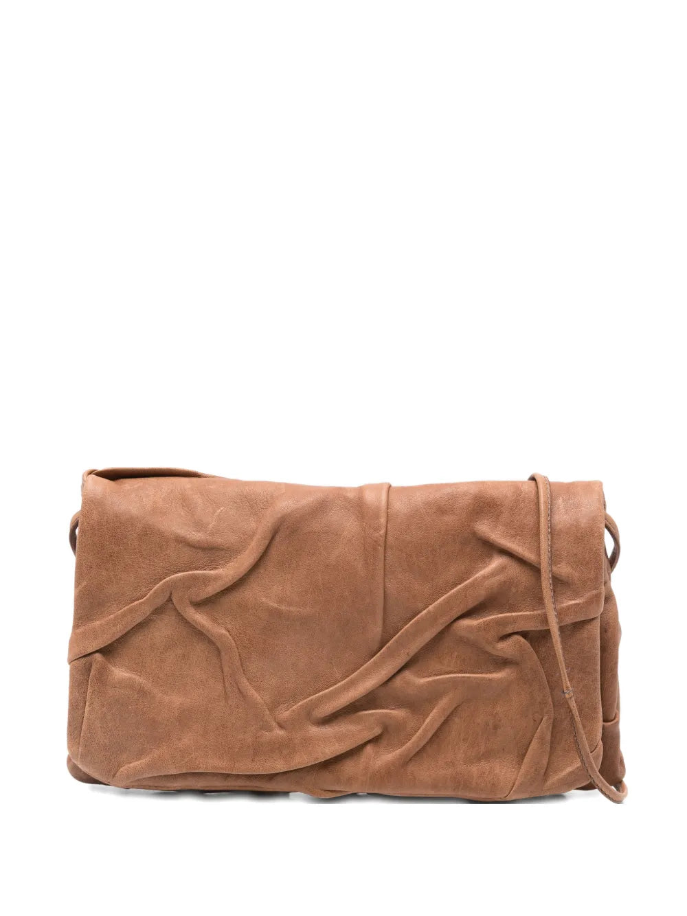 Soffieta Plum leather clutch and crossbody bag in sand color by Sommet, handcrafted in Italy from vegetable tanned calfskin with sculpted draped detailing.