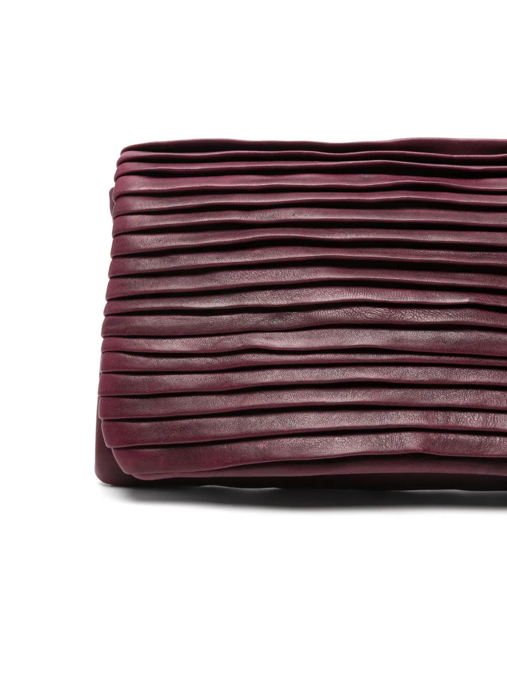 Sommet Soffieta Row bag in Barolo burgundy vegetable-tanned pleated leather with adjustable strap, handmade in Italy