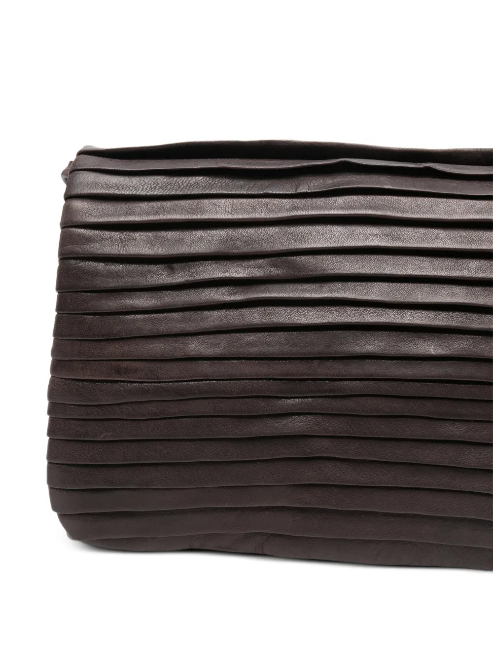 Sommet Soffieta Row coffee pleated vegetable-tanned leather crossbody bag with adjustable strap, handmade in Italy