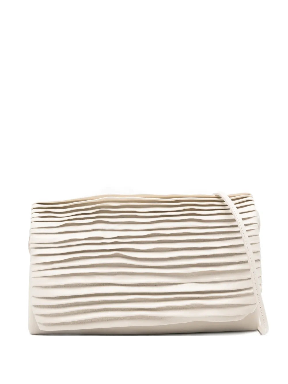 Sommet Soffieta Row ivory pleated leather crossbody bag in vegetable tanned leather, handcrafted in Italy.