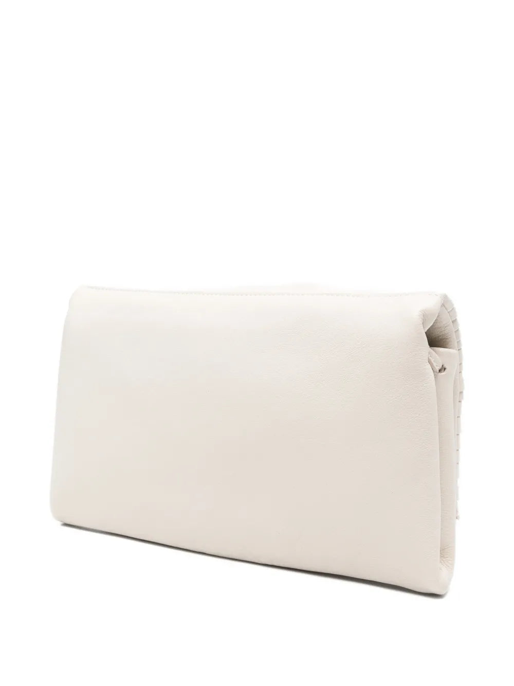 Sommet Soffieta Row ivory pleated leather crossbody bag in vegetable tanned leather, handcrafted in Italy.