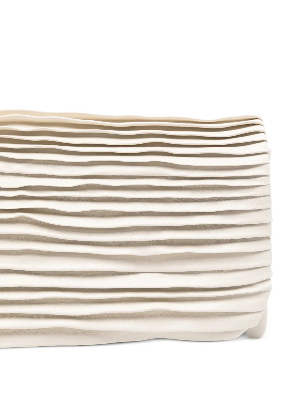Sommet Soffieta Row ivory pleated leather crossbody bag in vegetable tanned leather, handcrafted in Italy.
