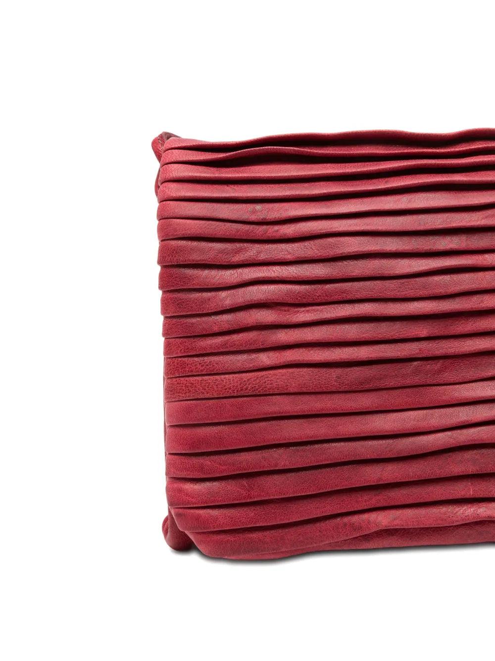 Sommet Soffieta Row buganville pleated leather crossbody bag in vegetable tanned leather, handcrafted in Italy.