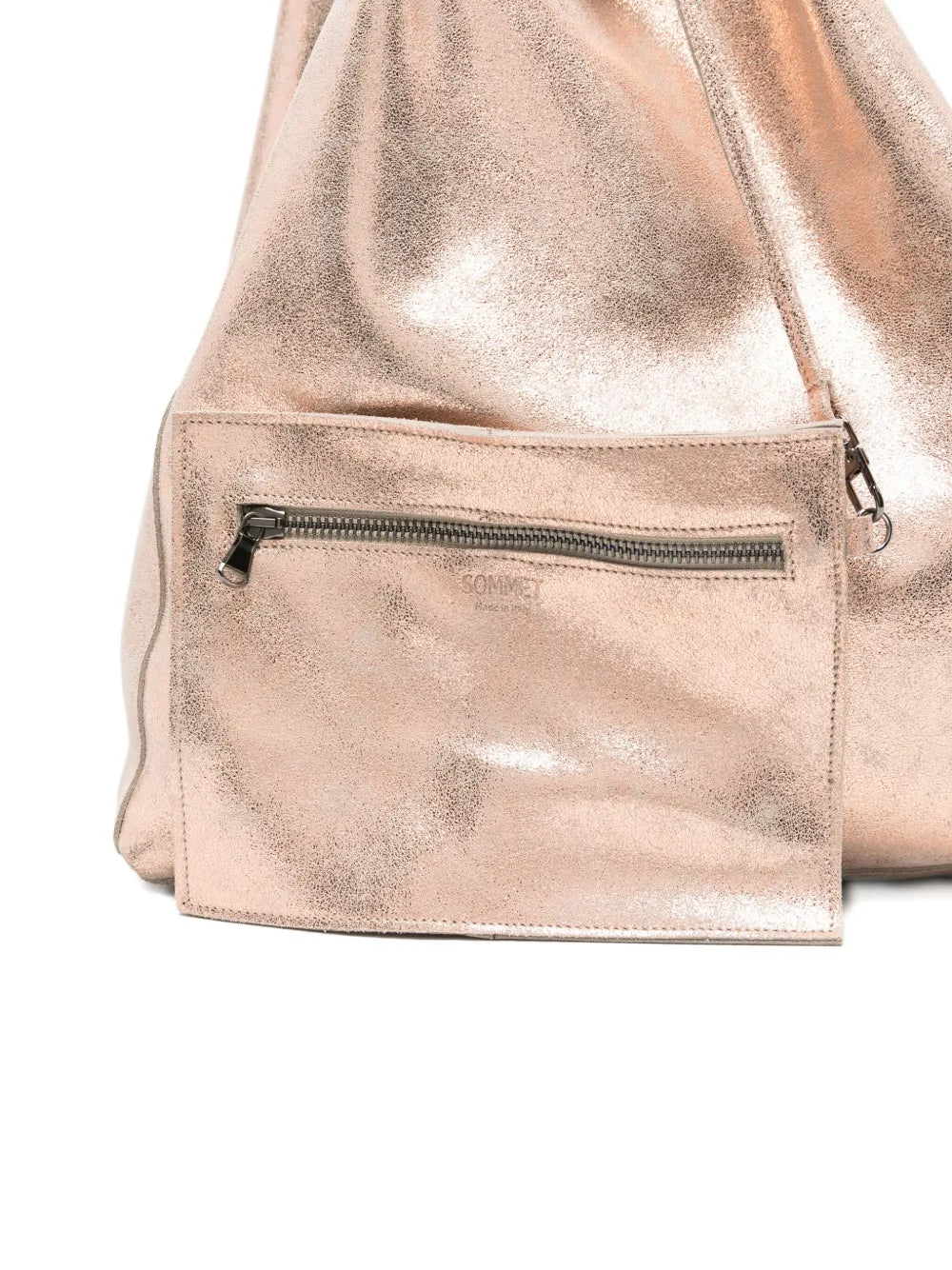 Champagne leather shopper bag SUMMER by Sommet with removable inner pouch – handcrafted Italian vegetable-tanned leather.