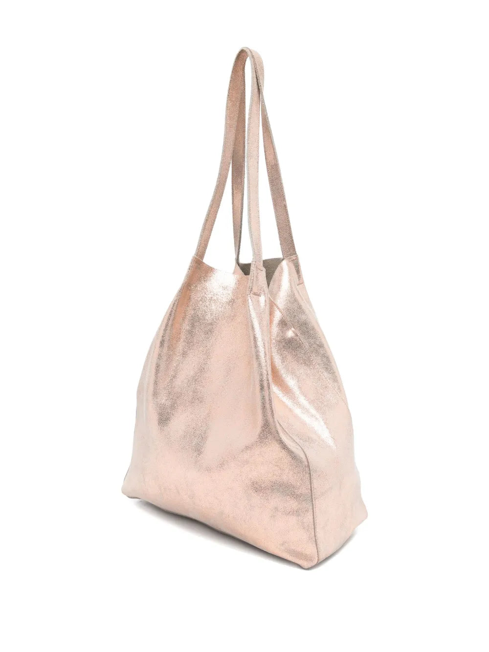 Champagne leather shopper bag SUMMER by Sommet with removable inner pouch – handcrafted Italian vegetable-tanned leather.