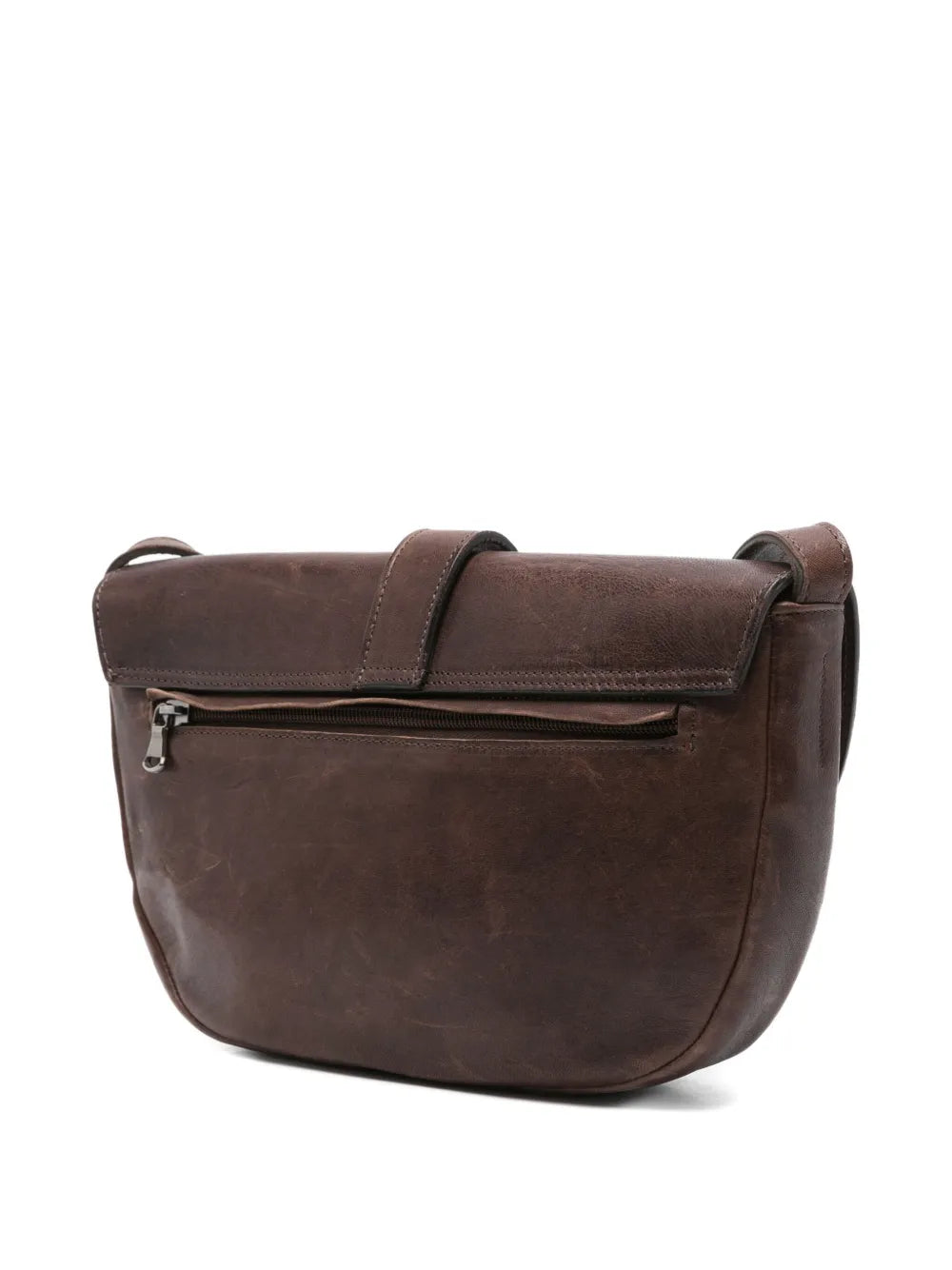 Sommet Teckla crossbody bag in caffe brown vegetable-tanned leather with waxed finish and adjustable strap, handmade in Italy