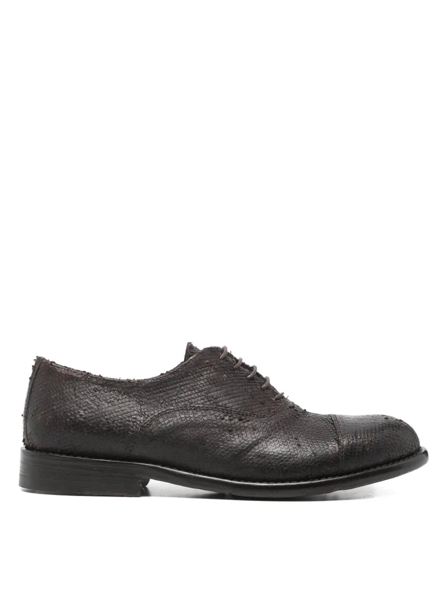 Women’s Oxford shoes by SOMMET in cochinilla leather, testa di moro color, handmade in Italy