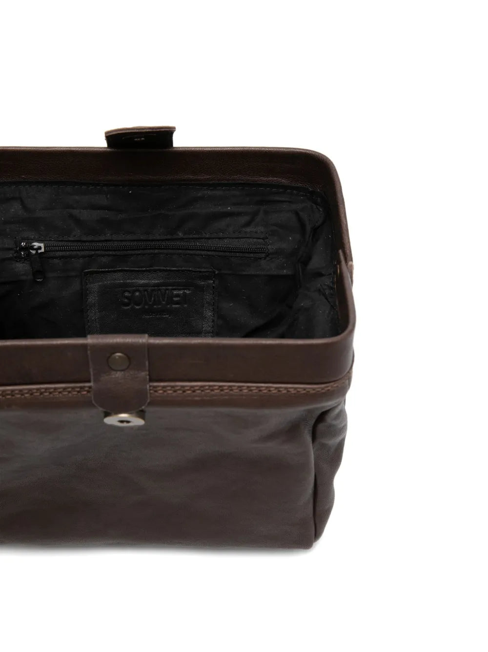 Sommet testa di moro lambskin clutch and crossbody bag with detachable leather strap, handmade in Italy