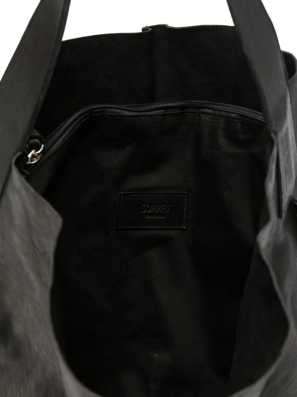 Sommet Sahara hobo bag in black vegetable-tanned leather, handmade in Italy with removable interior pouch.