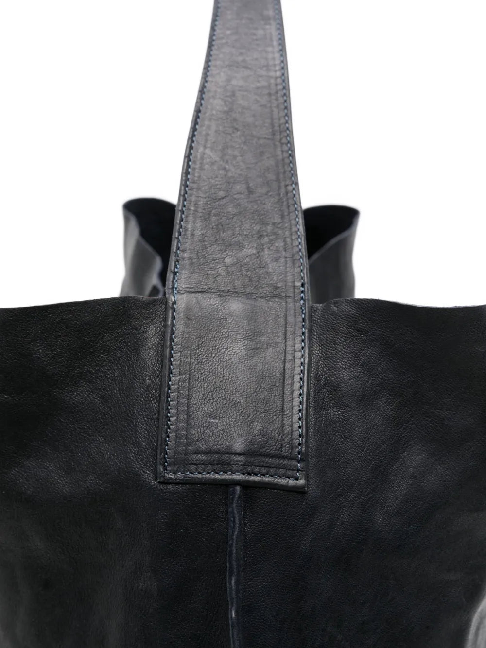 Sommet Sahara hobo bag in ocean blue vegetable-tanned leather, handmade in Italy with removable interior pouch.