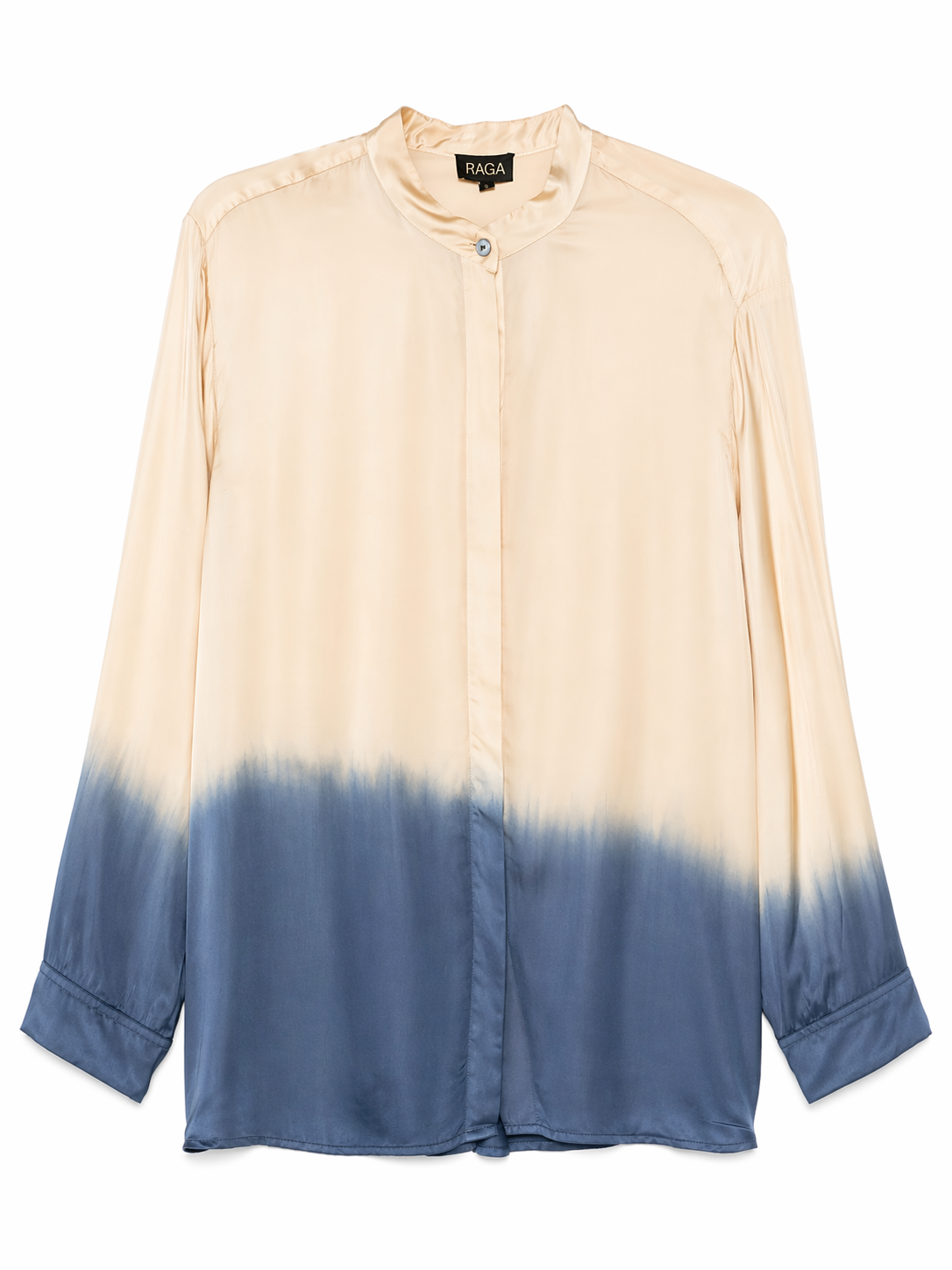 Yavi tie-dye fluid shirt in ivory and blue — 100% cupro
