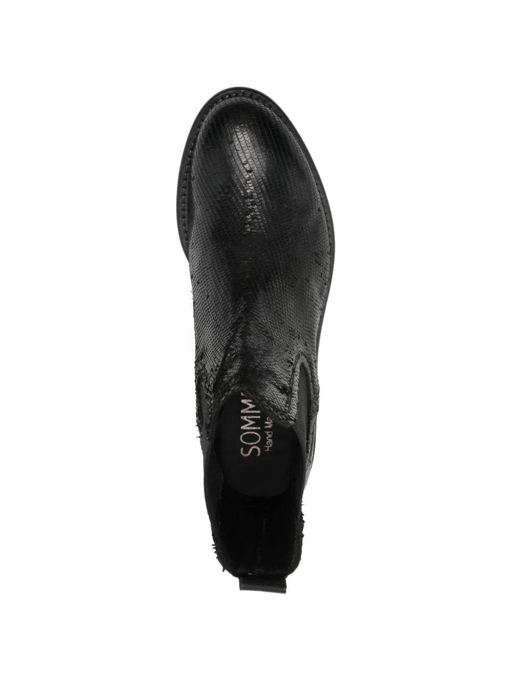 Women’s Chelsea boot by SOMMET in black cochinilla leather, handmade in Italy