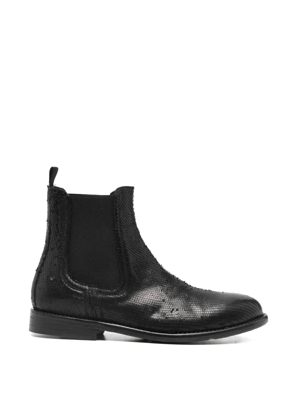 Women’s Chelsea boot by SOMMET in black cochinilla leather, handmade in Italy