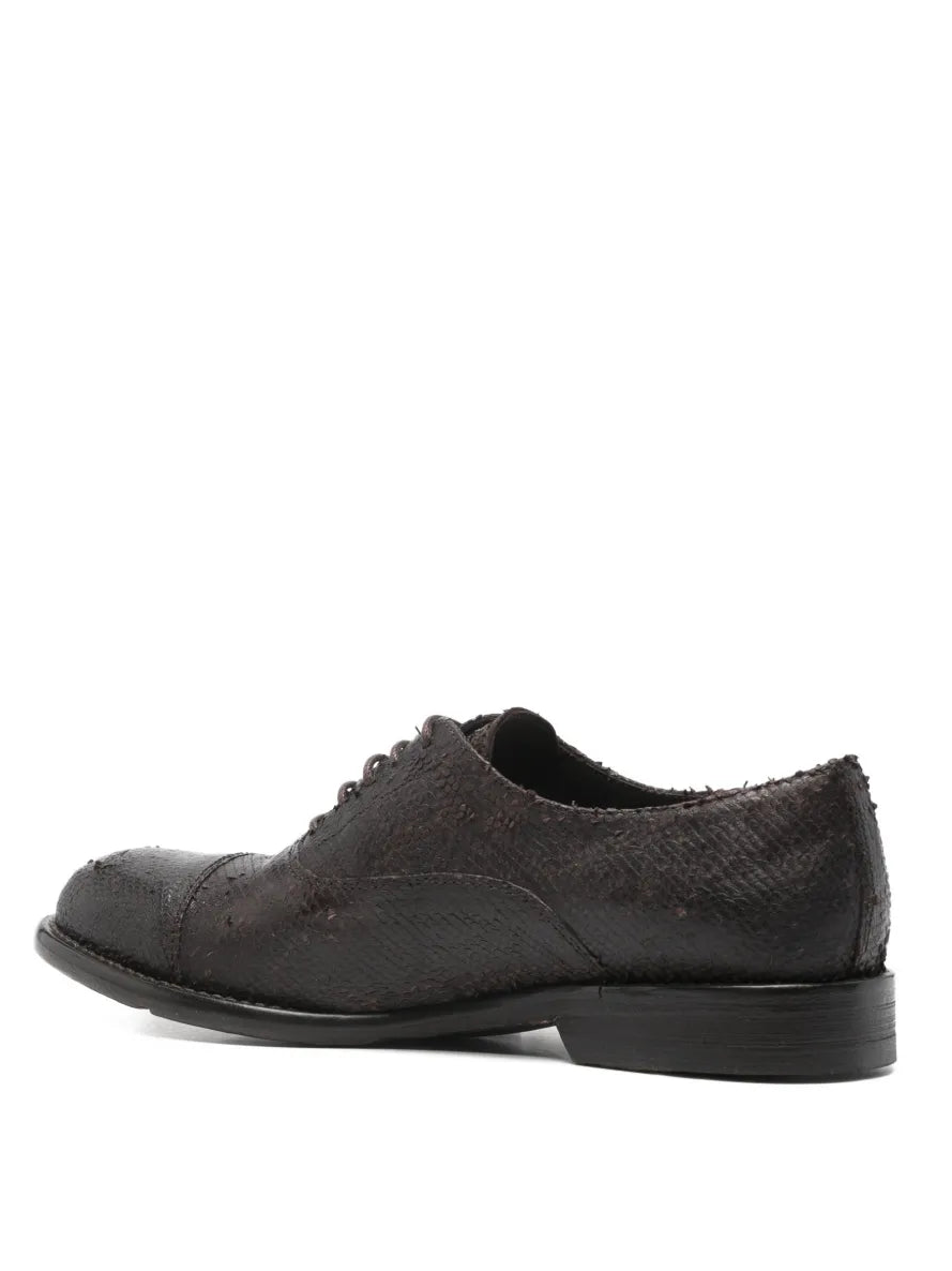 Women’s Oxford shoes by SOMMET in cochinilla leather, testa di moro color, handmade in Italy