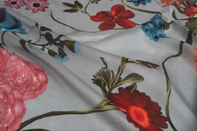 Load image into Gallery viewer, Gray Floral Silk Scarf