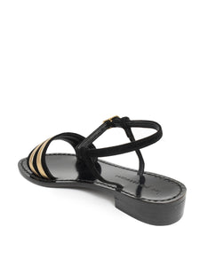 Les Paresseuses sandalia negra con detalle dorados y tira al tobillo. Tacón: 1.5 cm      Composición  Exterior: Piel de Cabra 100%  Suela Interior: Cuero 100%  Suela: Cuero 100%