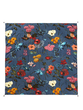 Load image into Gallery viewer, Blue Floral Silk Scarf